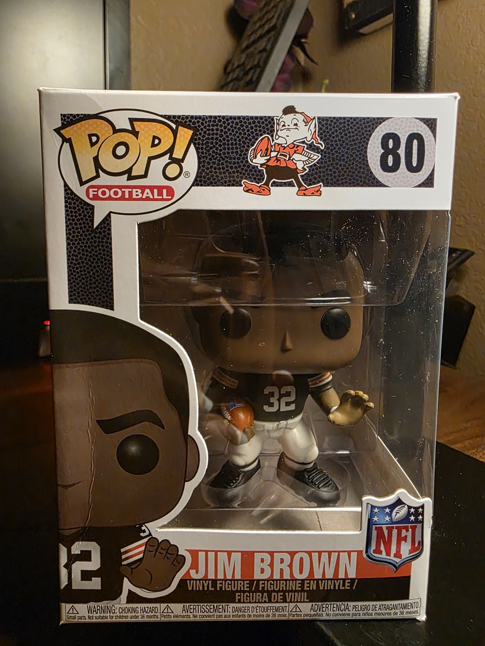 Funko Pop! Football Jim Brown Vinyl Figure - Black and White with Orange Accents